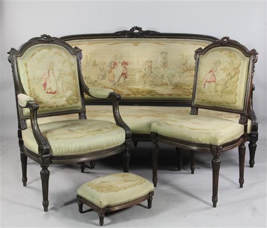 A late 19th century Louis XVI style nine piece salon suite,